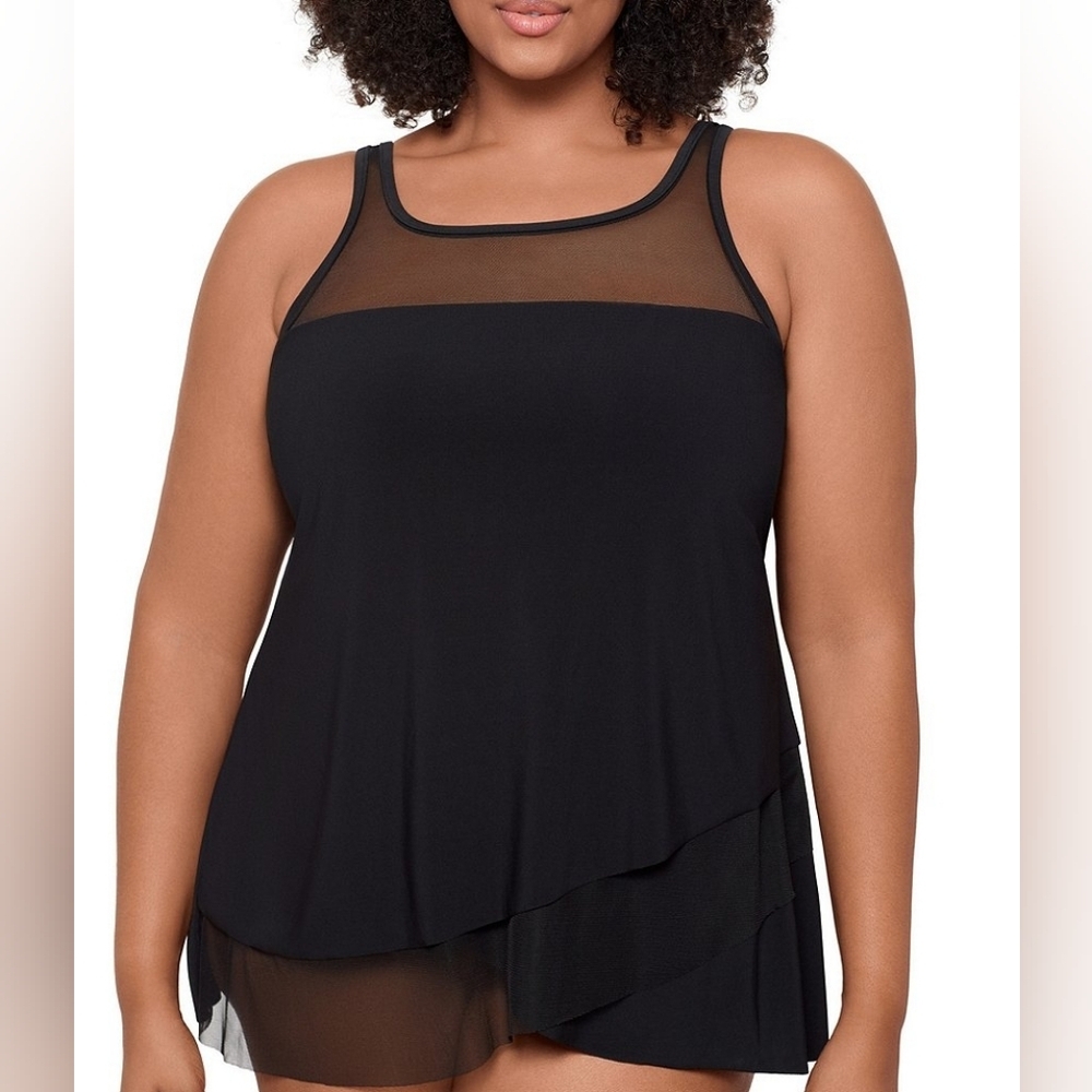 Miracle Suit Mirage Scoop Neck Underwire Tankini Swim Top. Sz 10. #A64